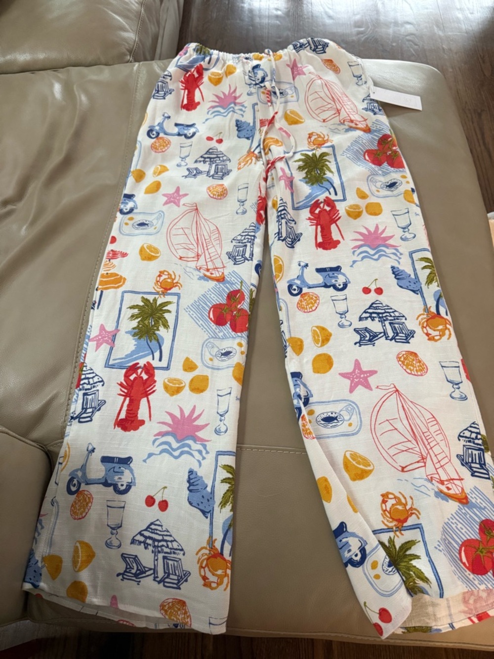 Siena Sky Straight-Leg Pants with Multicolor Nautical Print
